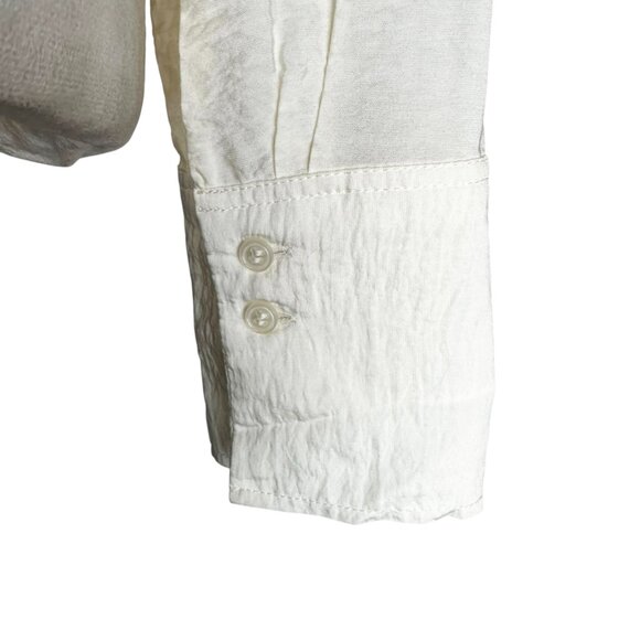 H&M Ivory Crinkle Textured Dressy Wrap Blouse XS | Clean Classy Minimalist Chic - Picture 5 of 8